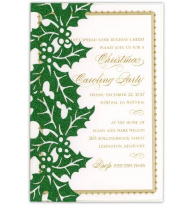 Christmas Invitations, Holly Glitter Pocket, Anna Griffin